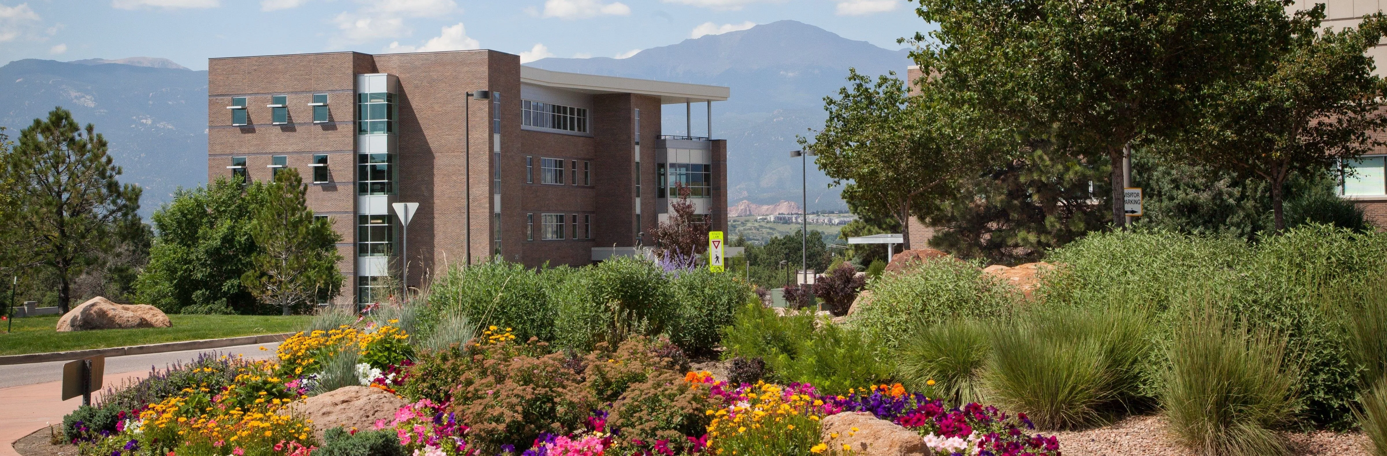 Academic Office Building with flowers